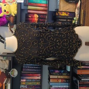 Vintage black and gold beaded long sleeve top